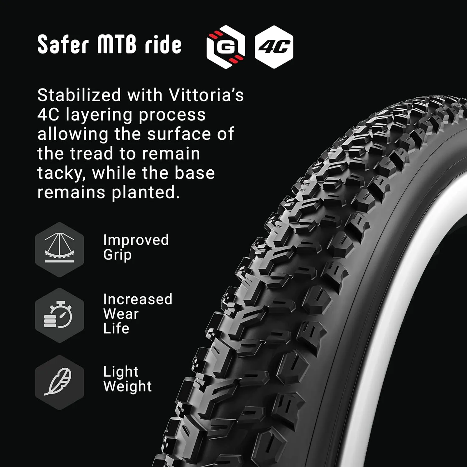Vittoria Mezcal Mountain Bike Tire for Hardpack Terrain Conditions - Performance XC-Trail TNT MTB Tire - Black