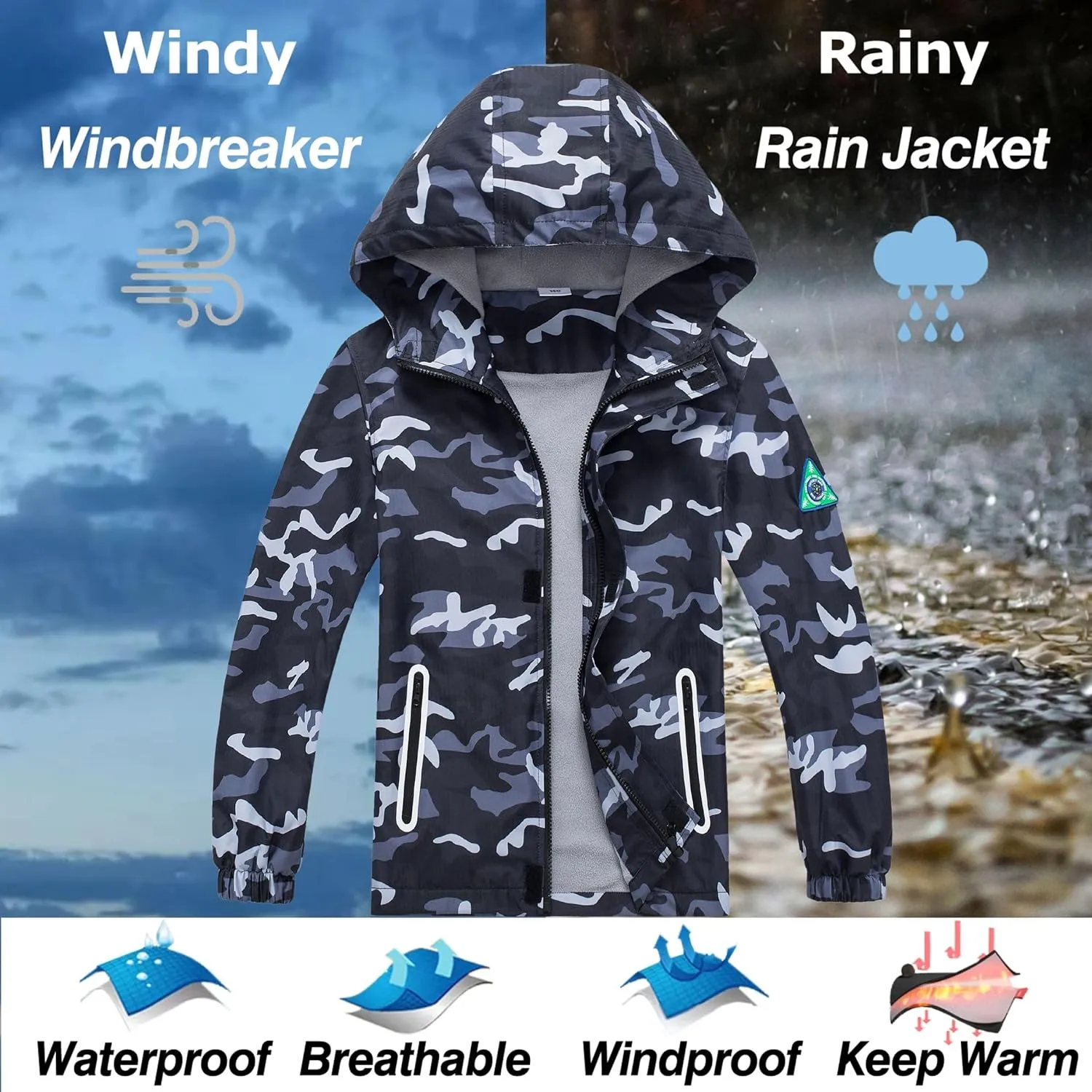 Waterproof Kids Rain Jackets With Hood,Lightweight Toddler Raincoat For Boys GirlsKids Clothes Windbreaker Jacket