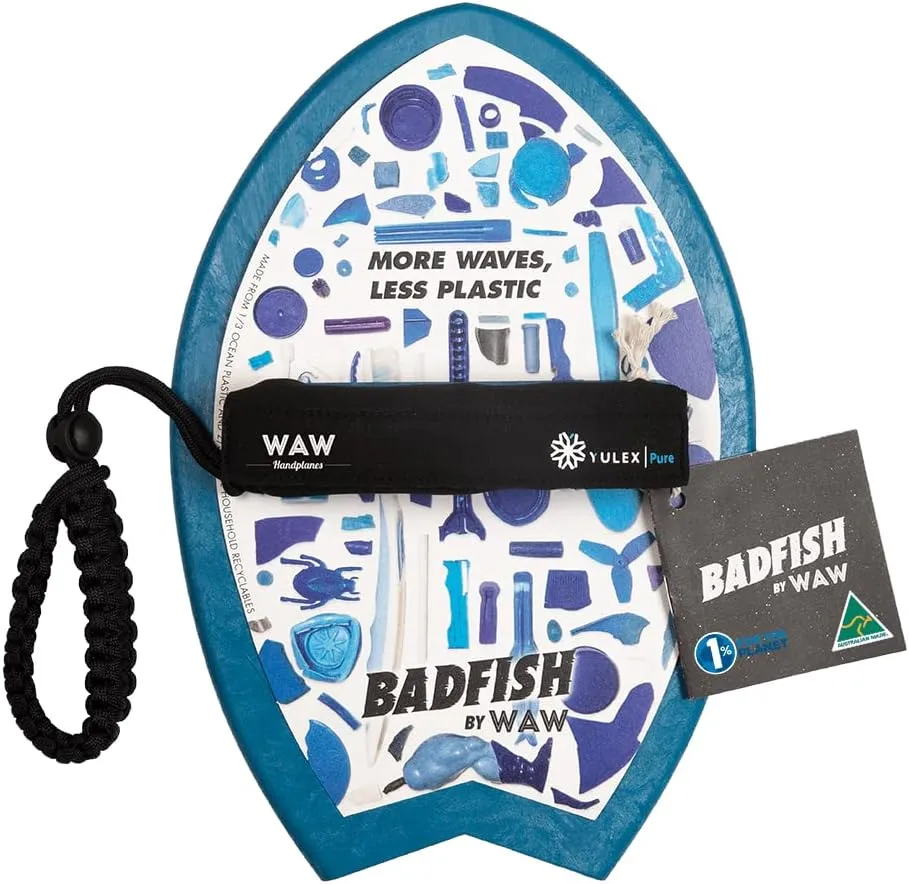 WAW Badfish Bodysurfing Handplane, Handboard, Body Surf Plane, Hand Surfer, Hand Paddle, Recycled Ocean Plastics