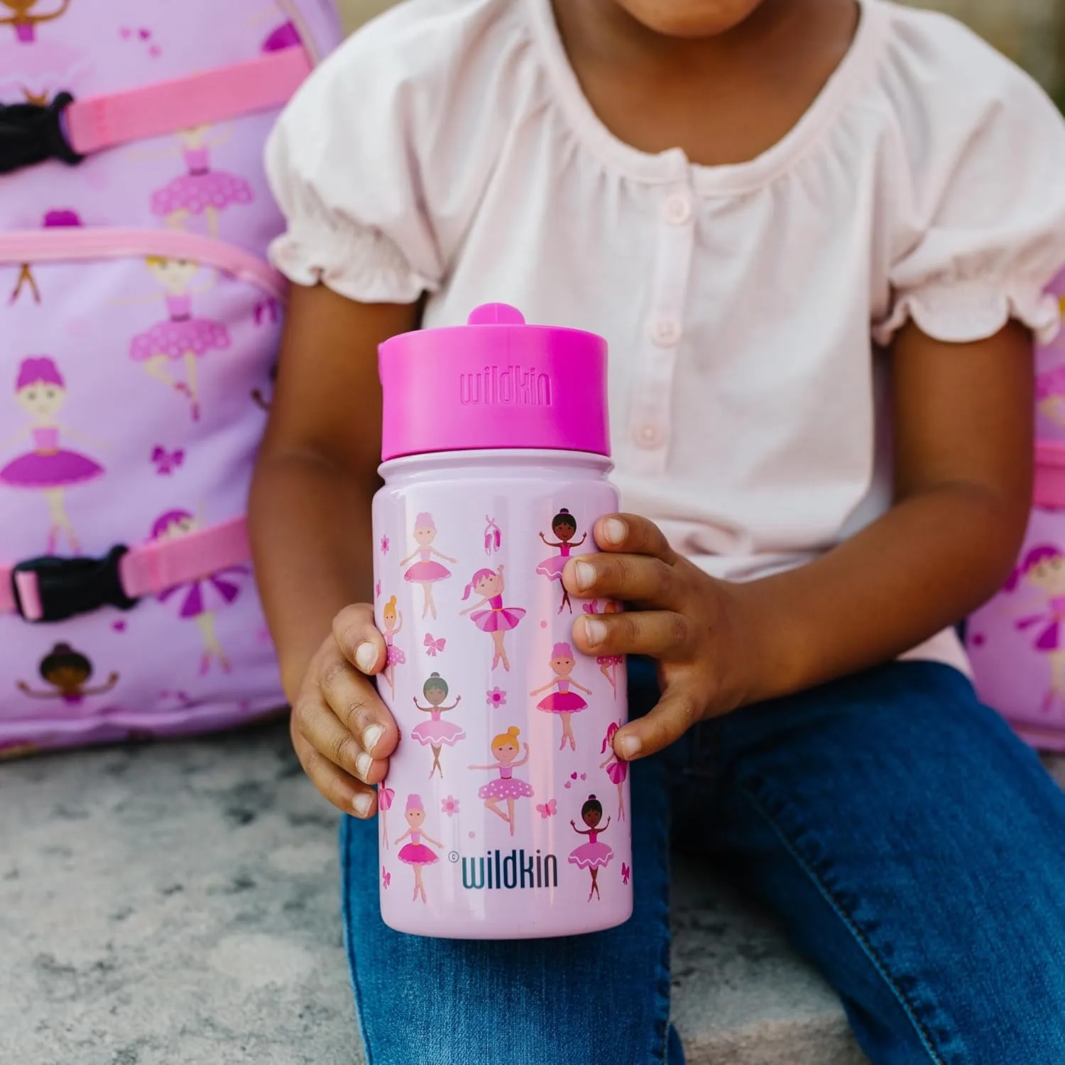 Wildkin Kids 14oz Stainless Steel Water Bottle  BPA-Free, Leakproof, Insulated, Easy-Clean - Ballerina