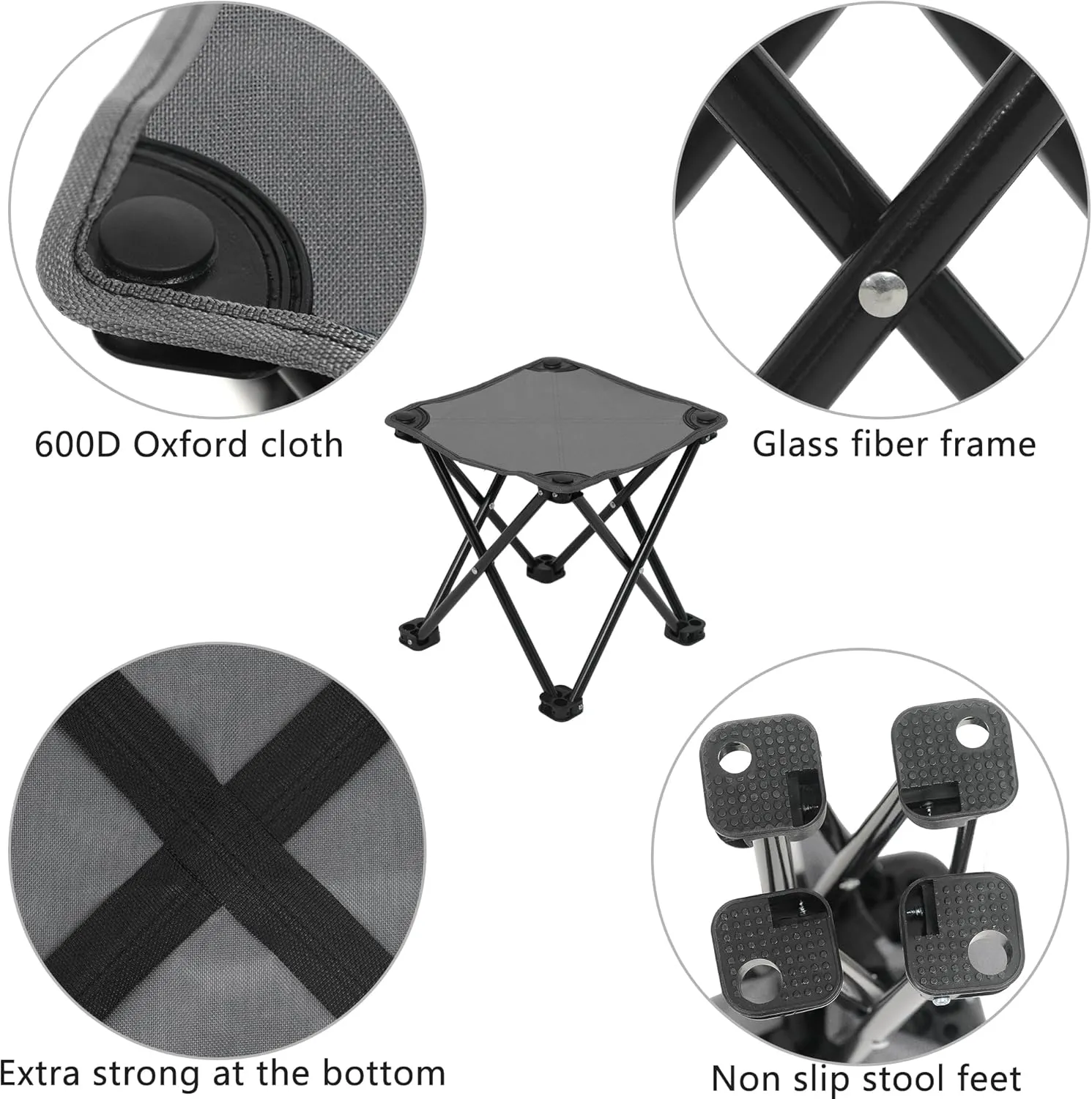 Wind Tour Portable Folding Camping Stool Outdoor Camping Lightweight Samll Chair for Fishing Hiking Gardening and Beach with Carry Bag (Grey1)