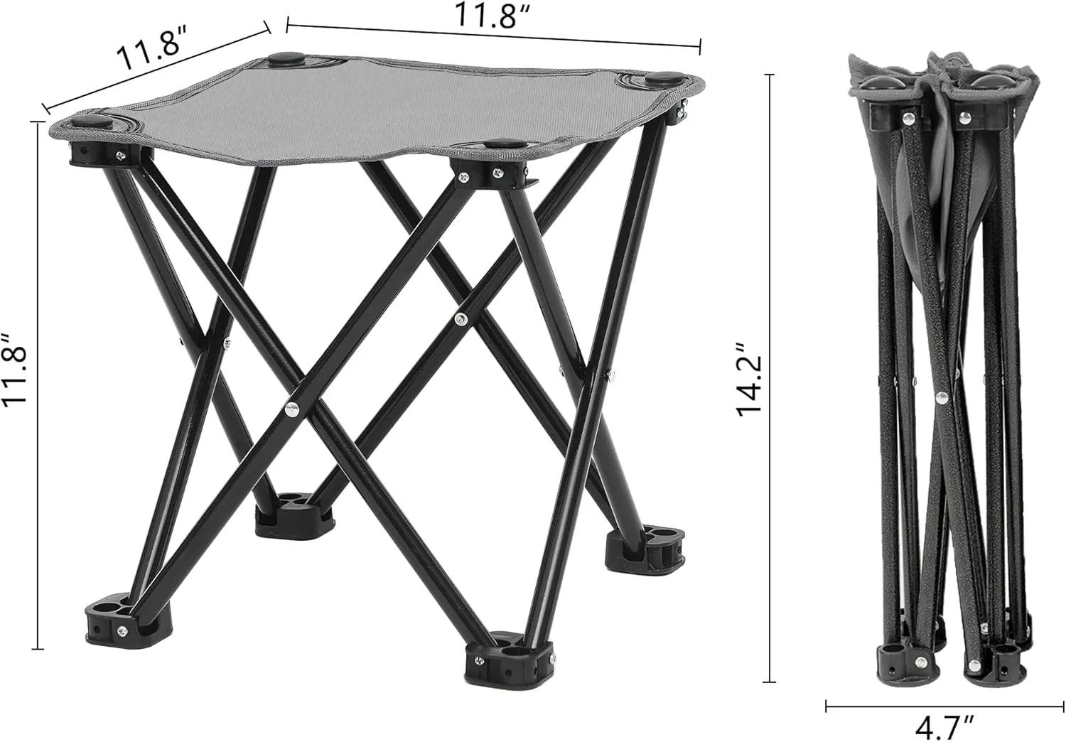 Wind Tour Portable Folding Camping Stool Outdoor Camping Lightweight Samll Chair for Fishing Hiking Gardening and Beach with Carry Bag (Grey1)