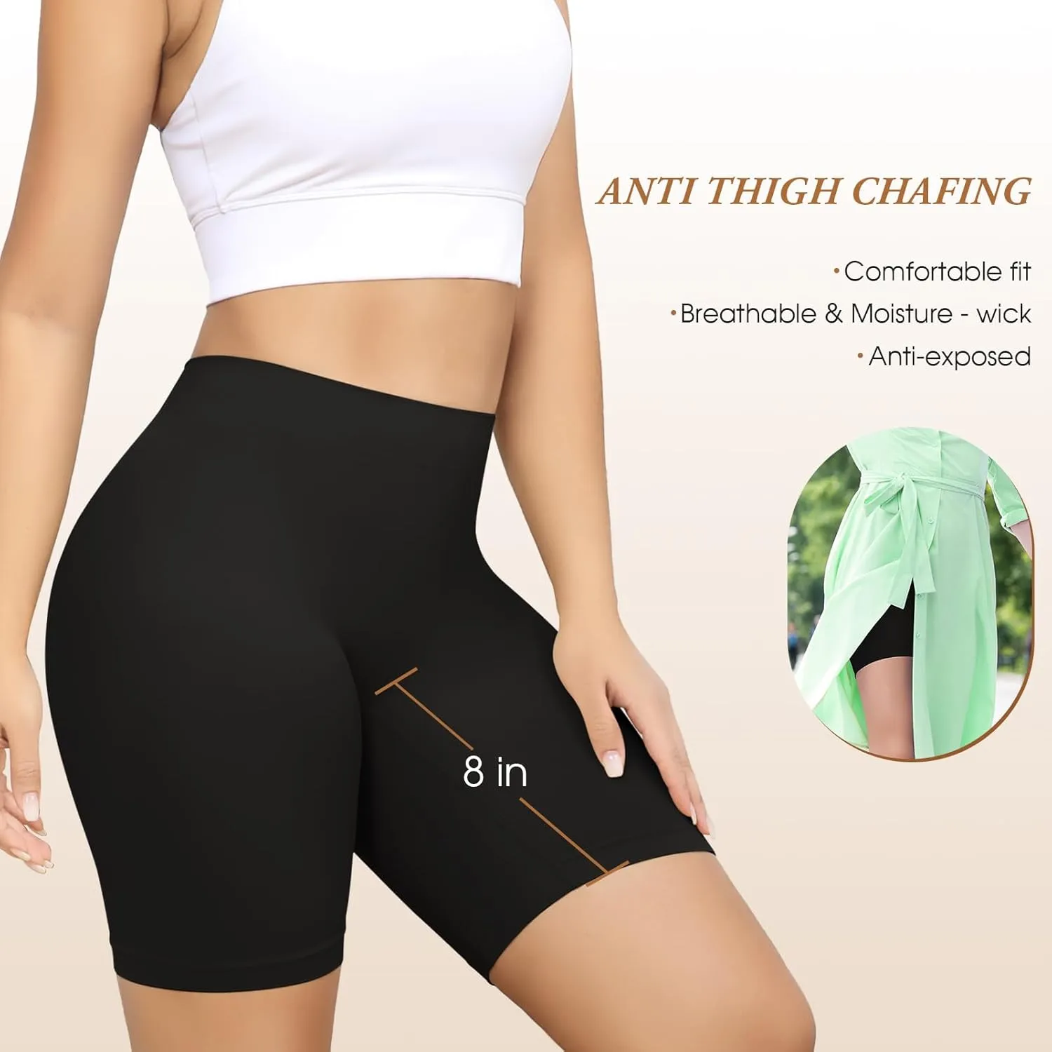 Yeblues 4 Pack Slip Shorts for Under Dresses Anti Chafing Underwear Seamless Comfortable Smooth Yoga Biker Workout Shorts